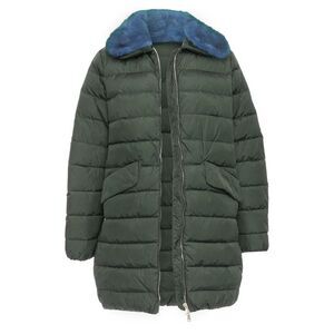 Moncler Indis Giabotto fur collar khaki quilt puffer jacket